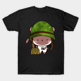 Cute white cat is a military pet T-Shirt